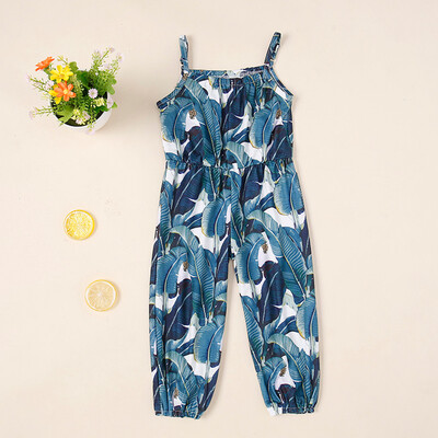 

Infant Baby Girl Kid Floral Leaf Printed Straps Romper Jumpsuit Clothes