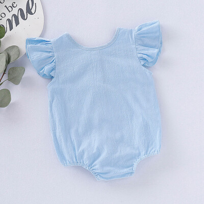 

Newborn Infant Baby Girl Sleeveless Solid Romper Bodysuit Clothes Outfits