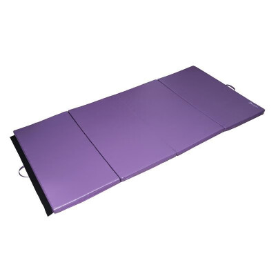 

8 x 4 x 2" PU Leather Folding Gymnastics Tumbling Martial Arts Mat with Handles - Purple