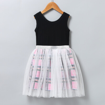 

Toddler Kids Baby Girls Dress Plaid Splice Tulle Party Pageant Princess Dresses