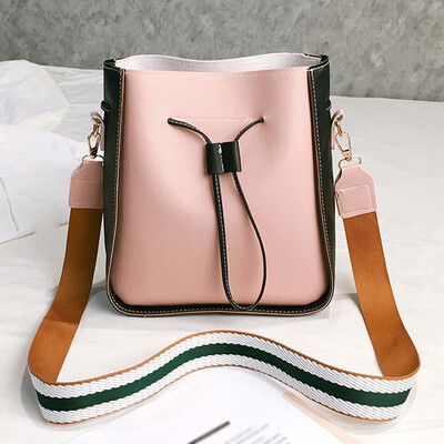 

Tailored Womens Fashion Bucket Bag Color Stitching Shoulder Bag Commute Messenger Bag