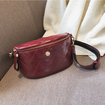 

Spring&summer ns super fire bag female 2019 new Korean fashion rhombic embroidered line chest bag wild wide shoulder strap chest bag