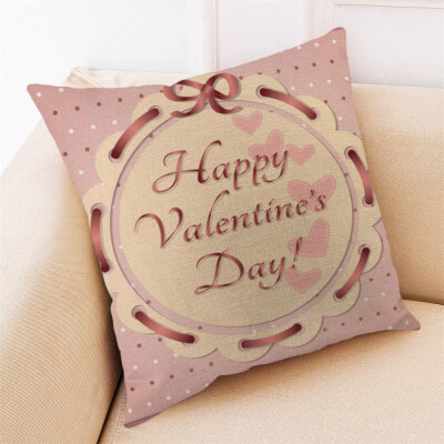 

Siaonvr Happy Valentine Pillow Cases Cotton Linen Sofa Cushion Cover Home Decor