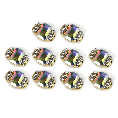 

10Pcs 3D Luxury Shining Diamond Rhinestone Alloy Nail Art Decors Charming Fashionable DIY Distinctive Nail Art Gems