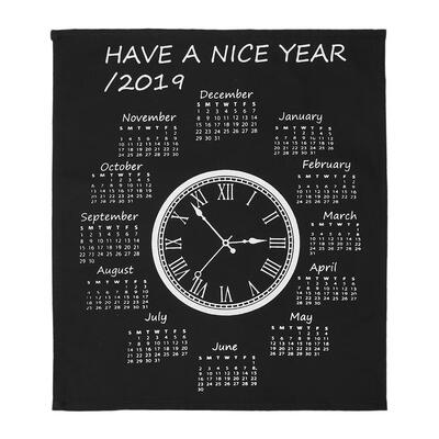 

2019 Clock Printed Fabric Yearly Advent Calendar Wall Door Hanging Ornament