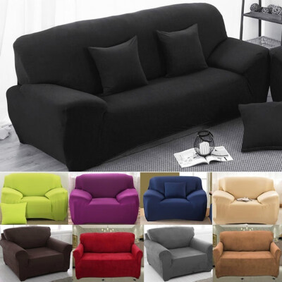 

1234 seater soild color Sofa Couch Slipcover Stretch Covers Elastic Fabric Settee Protector Fit