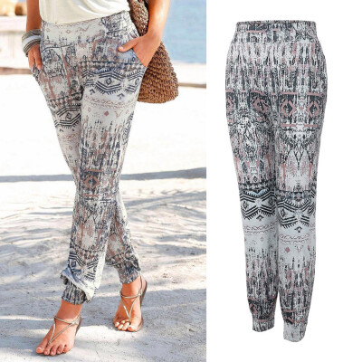 

Women High Waist Printing Easy Trousers Long Pants Sandy Beach Pants