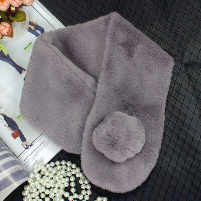 

Korean version of the spring&autumn winter black rex rabbit fur collar plush scarf female Korean version of the student hair ball scarf collar