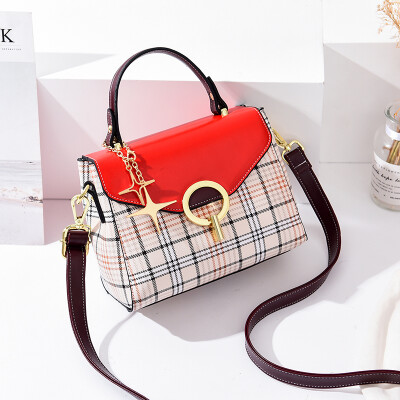 

Baggage ladies fashion summer handbag single shoulder Plaid twill small square bag Korean version Baitie texture