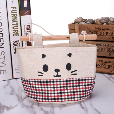 

Gobestart New Cotton Cartoon Cat Hanging Storage Bag Debris Pouch Wall Combination