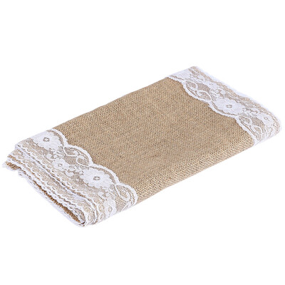 

12 x 108 Inches Burlap Lace Hessian Table Runner Jute Country Wedding Party Decor