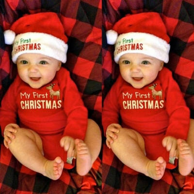 

Christmas Newborn Baby Boy Girl Cotton Romper Bodysuit Jumpsuit Red Xmas Clothes