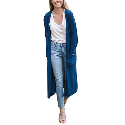 

Womens Casual Coat Cardigan Tops Open Front Pockets Solid Long Sleeve Outwear