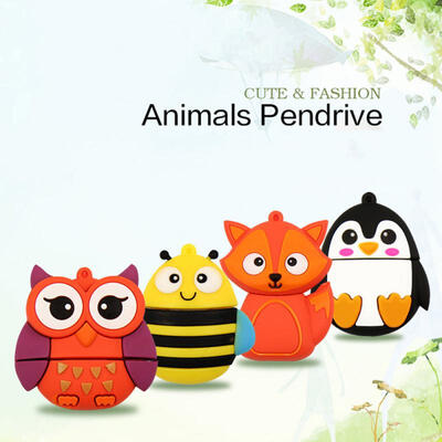 

Creative Gift Cartoon USB Flash Drive Owl Fox Bee Penguin Pen Drive Flash Memory Stick U Disk - Random Style