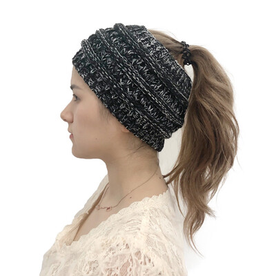 

Tailored Women Fashion Outdoor Solid Splice Hats Crochet Knit Holey Beanie Cap Headband
