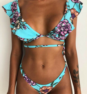 

Women Floral Flower Bikini Set Push-up Padded Bra Swimsuit Swimwear Beachwear Bathing Suit Hot