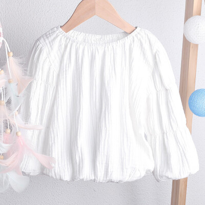 

Toddler Kids Baby Boy Girl Solid Puff Sleeve T shirt Tops Clothes Outfits