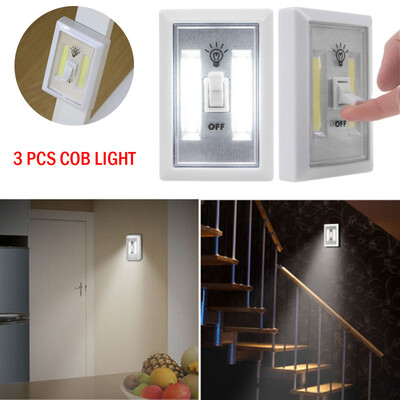 

〖Follure〗3 PCS COB LED Wall Switch Wireless Battery Operated Closet Cordless Night Light