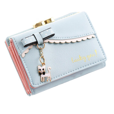 

Tailored Fashion Women Wallet Cute Cat Wallets Purses Pendant Bowknot Short