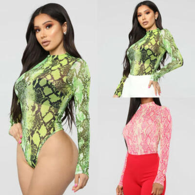 

Hot Women Ladies Bodysuit Stretch Leotard Long Sleeve Body Tops T shirt Jumpsuit