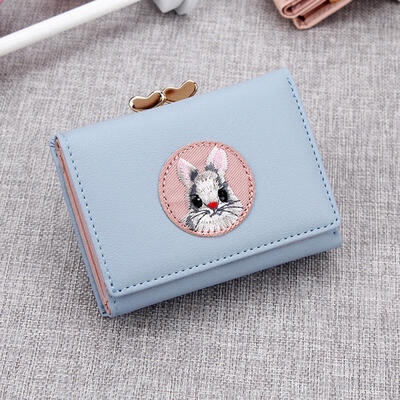 

New Creative Ladies Coin Purse Cute Animal Prints Cloth Stickers Wallet Simple Multi-card Short Women Hasp Wallet