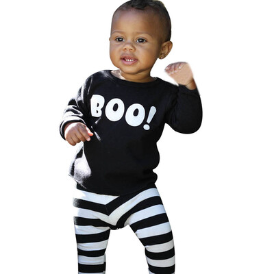 

Kids Infant Baby Boy Little Devil Blouse TopStripe Pants Halloween Outfits Set