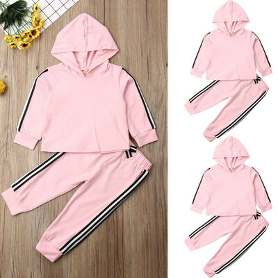 

2PCS Baby Infant Girls Hooded Tops Pants Kids Warm Clothes Outfits Tracksuit