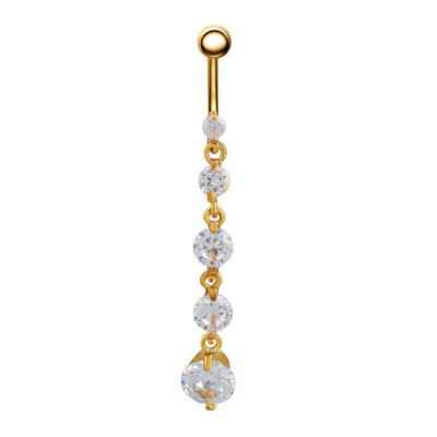 

Zircon Gold Pendant Navel Belly Ring Barbell Surgical Steel Body Piercing Clear