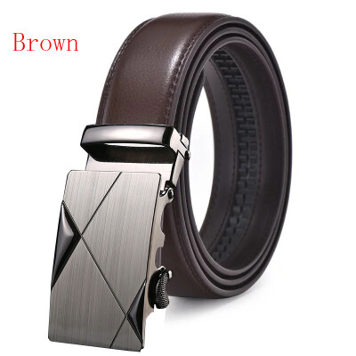 

New Automatic Buckle Cowskin Brown Belt Good Quality Genuine Leather Luxury Strap Male Belts For Men Jeans Wide 110-130cm long