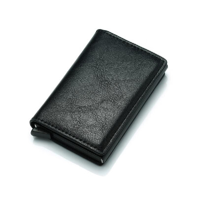 

PU Leather Credit Holder Business Money Cash Card Package RFID Wallet Automatic Aluminum Alloy Card Case Men Bag