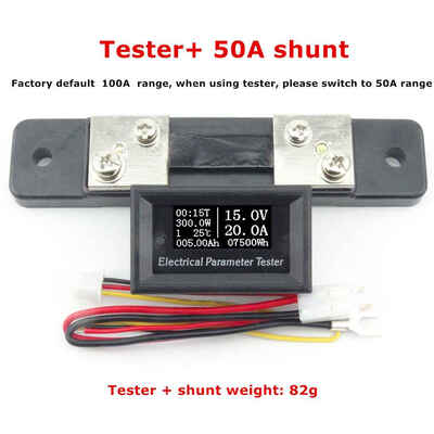 

100V 50A 7in1 Multifunction Tester with 50A Shunt Voltage Current Time Temperature Capacity Voltmeter Ammeter Electrical Meter