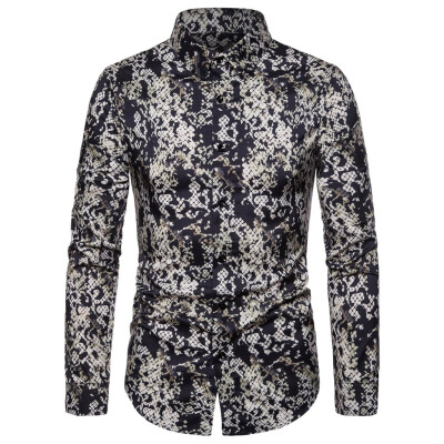 

Tailored Mens Casual 3D Camouflage Printing Slim Long Sleeve Dress Shirt Blouse Tops