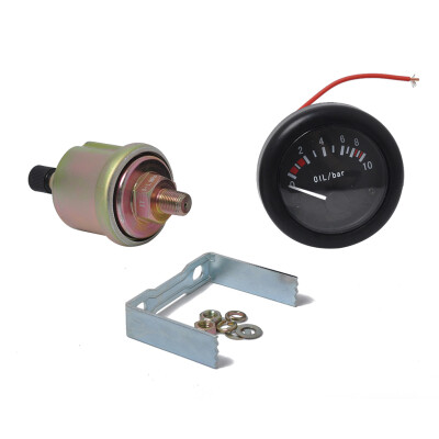 

52mm 12V LED Light Marine Oil Pressure Gauge Replacement 0-10 Bar with 120 NPT18 Sensor for Boat