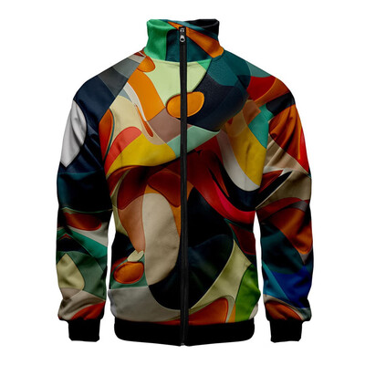 

Toponeto Mens Winter Casual 3D Print Zipper Sportswear Long Sleeve Coat Jacket Outwear