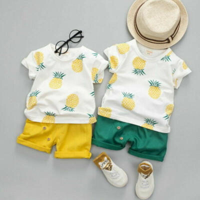 

Cute Infant Toddler Baby Boy Summer T-shirtShorts Outfits Pineapple Clothes New