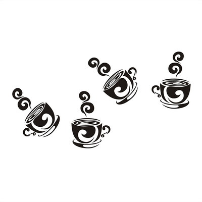 

Coffee Cup Self-Adhesive Wall Stickers Removable Office Cultural Background Wall Decals Room Decor