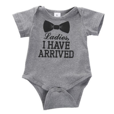 

New Arrival Baby Boys Girls Bowtie Quote Romper Bodysuit Playsuit Outfits Clothing 0-12M