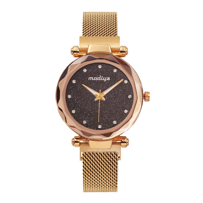 

Luxury Diamond Rose Gold Women Watches Fashion Ladies Starry Sky Magnetic Watch Casual Mesh Steel Rhinestone Female Wristwatch