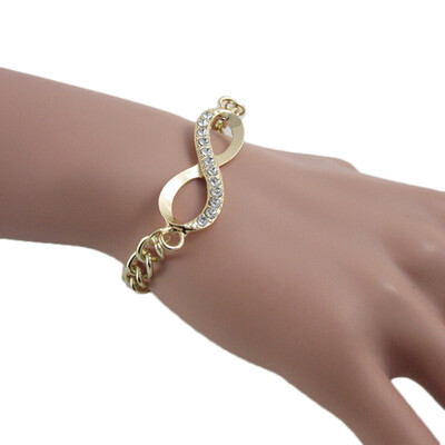 

Fashion 1 PC Infinity Symbol Golden Crystal Rhinestone Bangle Bracelet