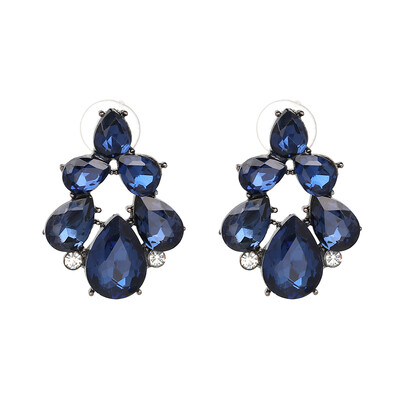 

New Sweety Crystal Opal Stone Stud Earrings Rhinestone Piercing Earrings Women Wedding Flower Jewelry 6 Colors J50171