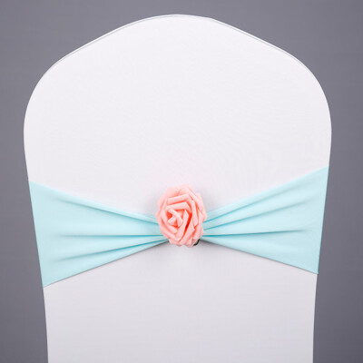 

Chair Sash Bow Elastic Chair Ribbon Back Tie Bands Pink Flower for Wedding Party Ceremony Banquet