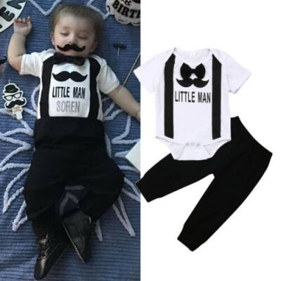 

Newborn Baby Boy Gentleman Clothes Little Men Romper Tops Long Pants Outfits Set