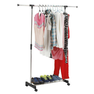 

Portable Rolling Clothes Rack Hanging Garment Bar Heavy Hanger Adjustable