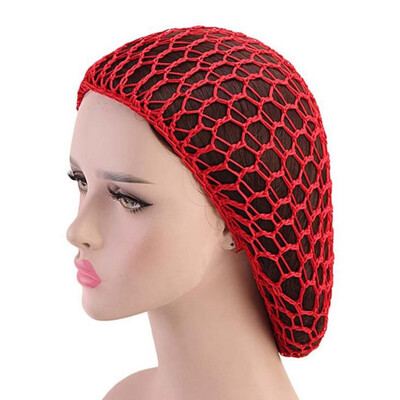 

12 Colors Women Ladies Soft Mesh Hair Net Crochet Cap Solid Color Snood Sleeping Cap