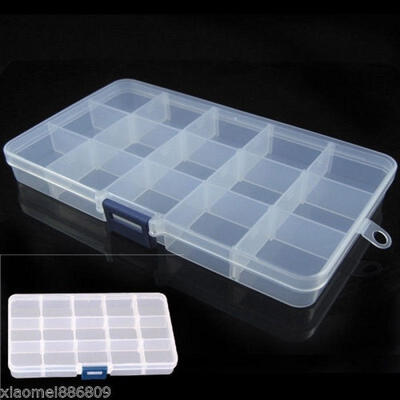 

Plastic 15 Slots Jewelry Adjustable Tool Box Case Craft Organizer Storage Beads