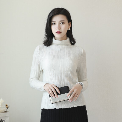 

QIANMUCHUN womens pile collar cashmere sweater comfortable soft 5781