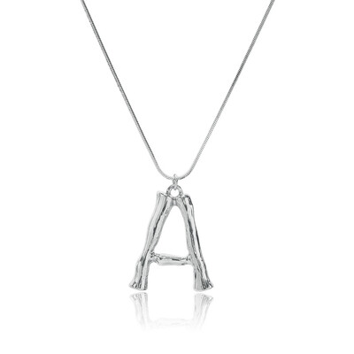 

Silvery Initial Letters Necklace Women Color Chain 2018 Fashion Long Necklaces Big Pendant Statement Necklace Collier Femme