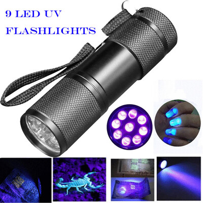

Saidsome Blacklight Detection 9 LED UV Ultra Violet Mini Flashlight Torch Light Lamp flashlight lamp