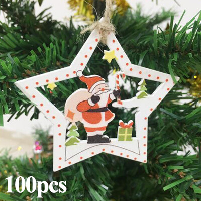 

10pcs DIY Wooden Christmas Creative Cartoon Home Decoration Ornaments Pendant