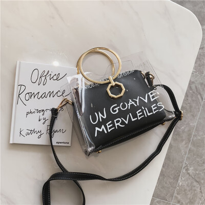 

Senior sense of foreign style womens bag in spring&summer 2019 new transparent bag Joker ring handbag jelly shoulder Messenge